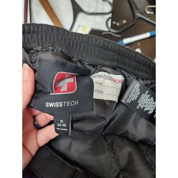 SwissTech Black Snow Pants XL  14-16  Insulated Water-Resistant Elastic Waist - Picture 3 of 5